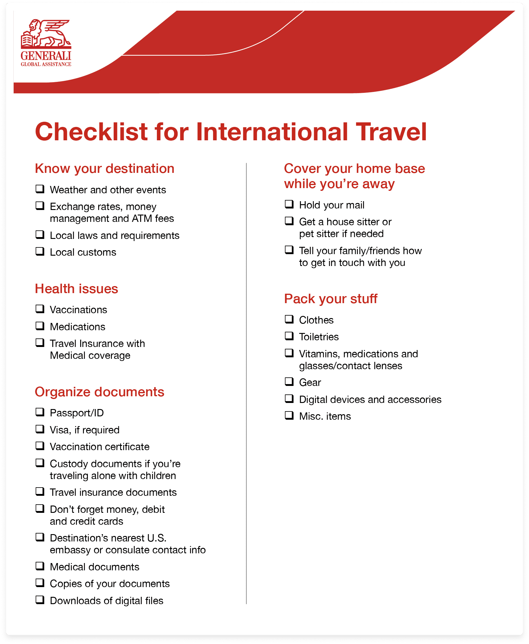 Download a Checklist for Traveling Abroad