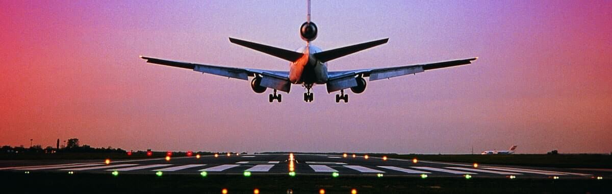 plane landing on a runway