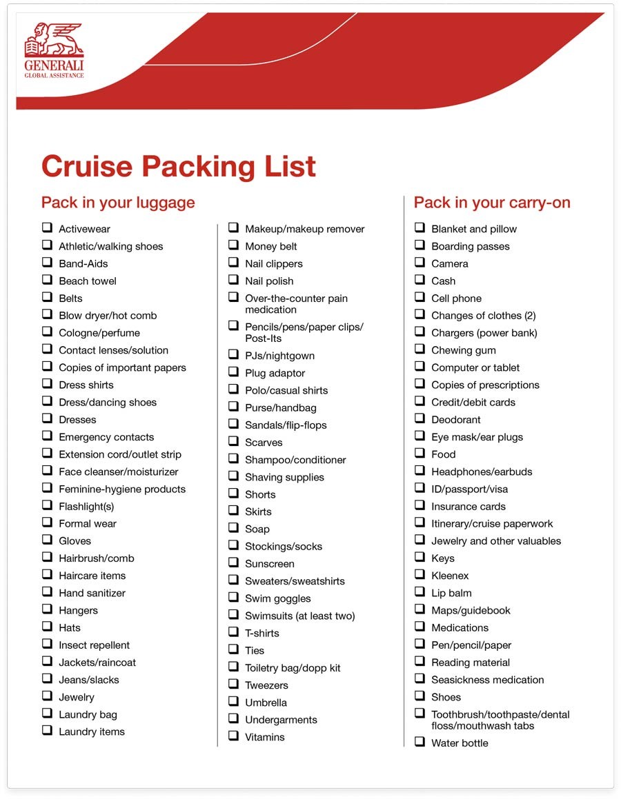 new england cruise packing list